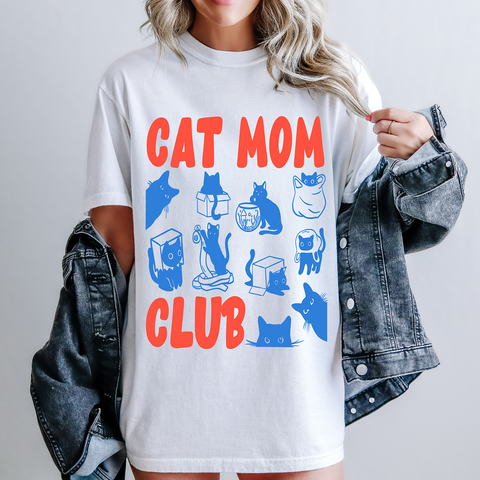 Cat Mom Club Shirt, Cat MamaTee, Funny Cat T-Shirt, Cat Lover, Comfort Colors Tee, Gift, Trendy Women's T-Shirt