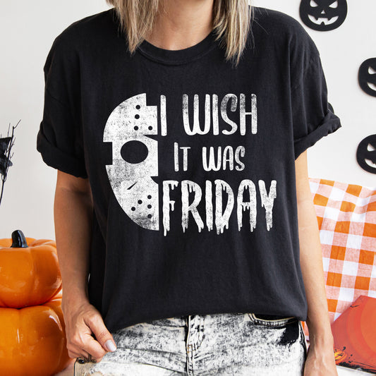 I Wish It Was Friday Retro Halloween Comfort Colors Tshirt