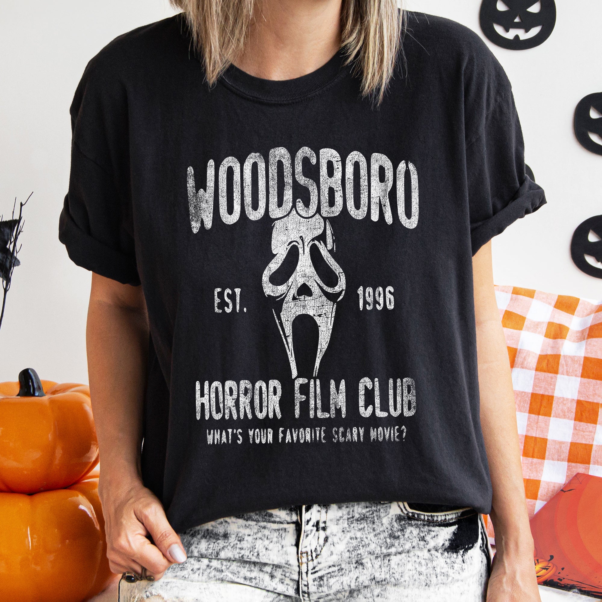 Woodsboro Horror Film Club Retro Halloween T-shirt