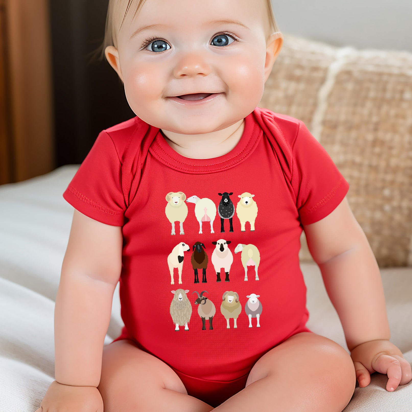 Sheep Lovers Kid's Tees, Farm Animal Infant Bodysuits, Illustration, Breeds, Youth Comfort Colors T-Shirt