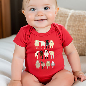 Sheep Lovers Kid's Tees, Farm Animal Infant Bodysuits, Illustration, Breeds, Youth Comfort Colors T-Shirt