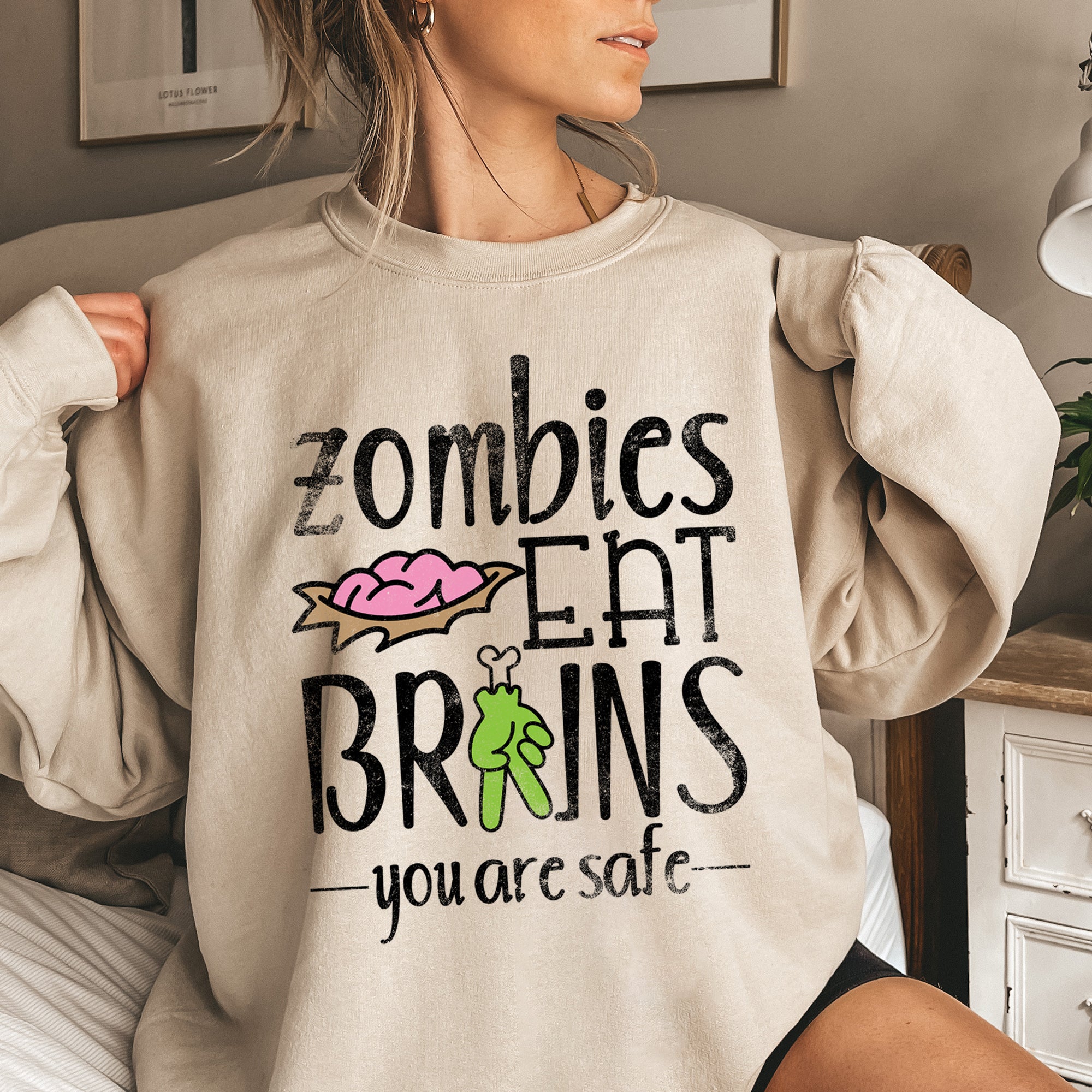 Zombies Eat Brains Halloween Sweatshirt