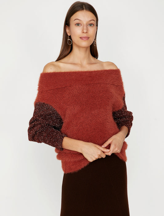 Women's Terracotta Shimmery Sweater