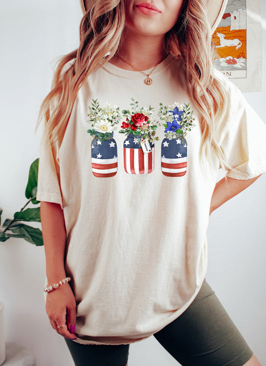 Jars and American Flag Comfort Colors Tshirt