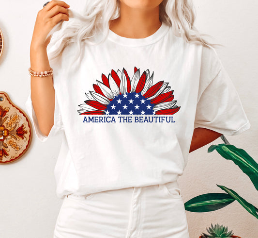 America The Beautiful Sunflower Comfort Colors Tshirt