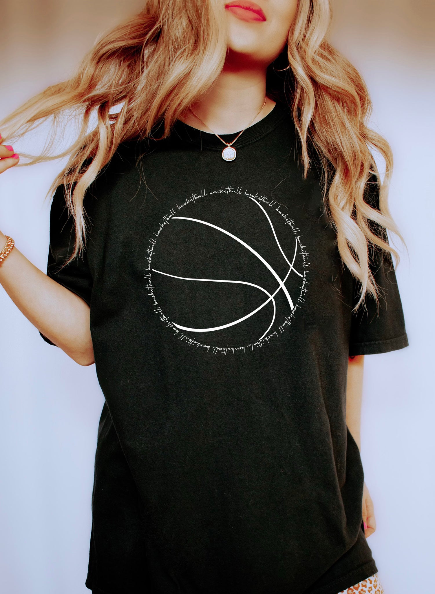 Chic Basketball Word Art WH T-Shirt