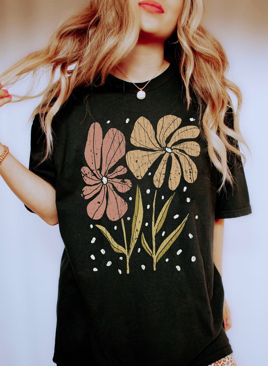 Boho Floral Wildflower Vintage Comfort Colors Tshirt
