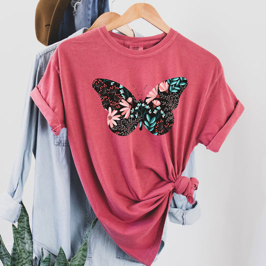 Floral Butterfly Comfort Colors Tshirt