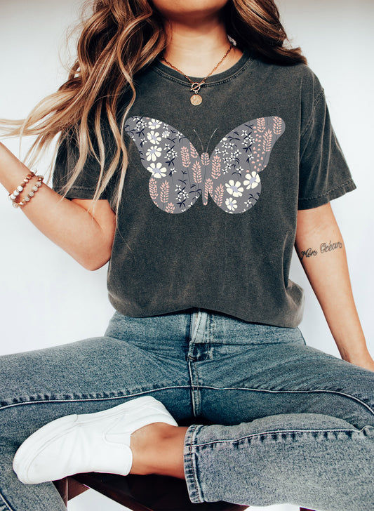 Floral Butterfly GR Comfort Colors Tshirt