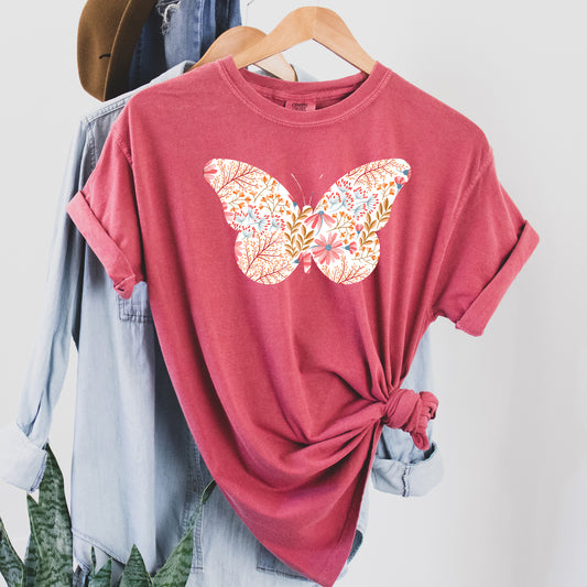Floral Butterfly Comfort Colors Tshirt