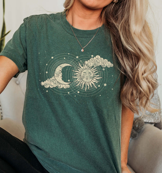 Moon, Sun and Clouds Celestial Comfort Colors Tshirt