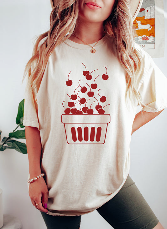 Cherries In A Basket Comfort Colors Tshirt