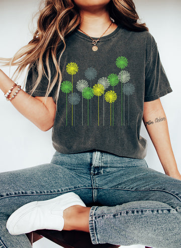 Abstract Color Dandelions Floral T-Shirt