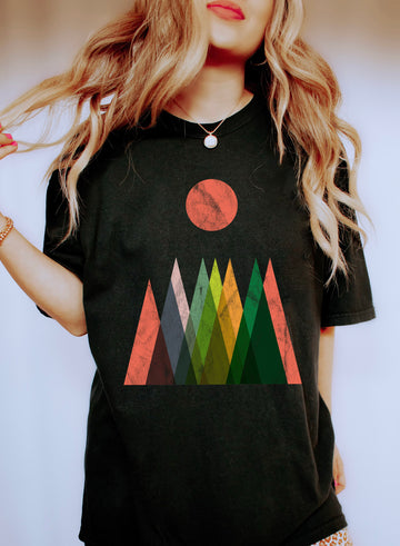 Abstract Mountains And Sun Silhouette T-Shirt