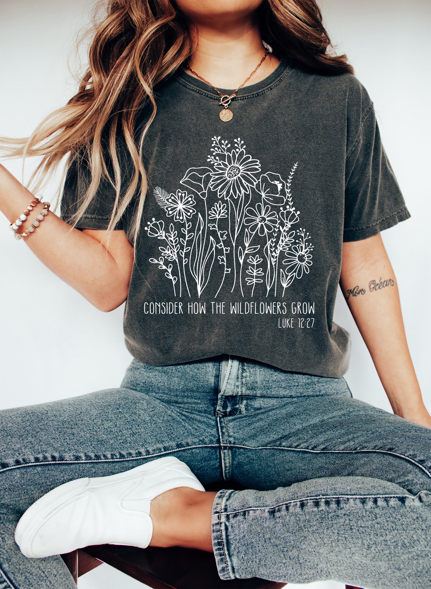 Consider How The Wildflowers Grow Floral WH T-Shirt
