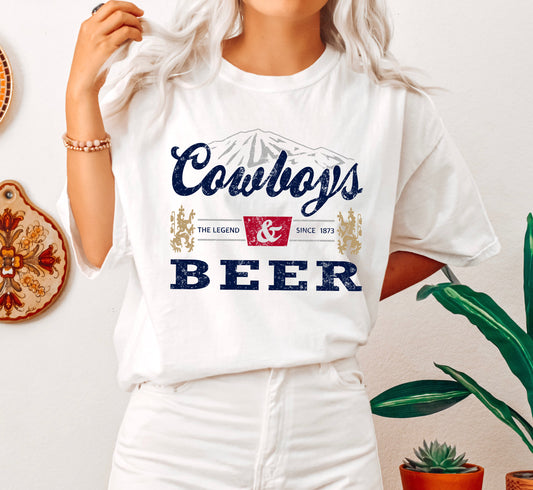 Cowboys And Beer Vintage Comfort Colors Tshirt