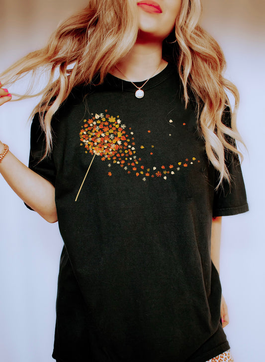 Dandelion Autumn Leaves Comfort Colors Tshirt