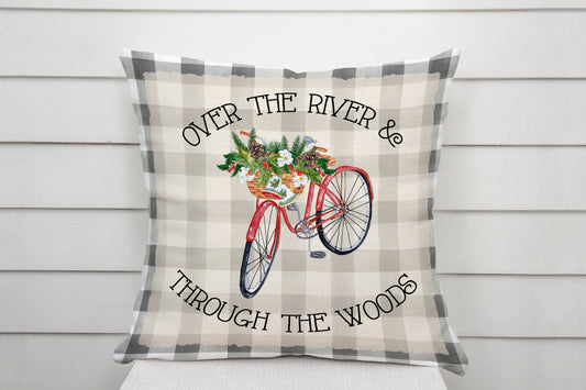 Over The River Through The Woods, Christmas Pillow Cover, Festive Holiday Decorative Throw Cushion Case