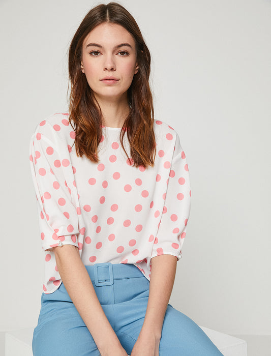 Pink Women Dotted Blouse
