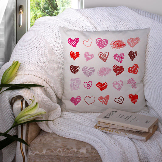 Mini Hearts Pink and Red -  Pillow Cover