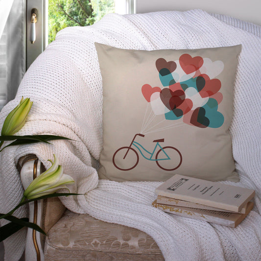 Bicycle and Hearts -  Pillow Cover