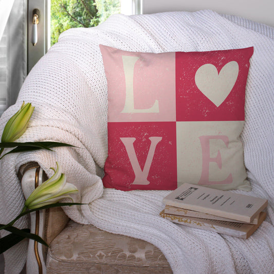 Pink Squares Love -  Pillow Cover