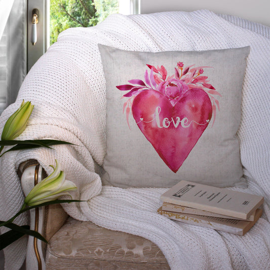 Large Pink Heart Love -  Pillow Cover