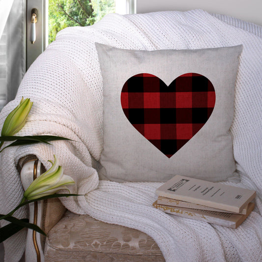 Red Checked Heart Gray -  Pillow Cover
