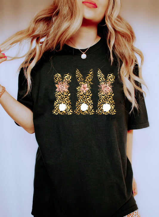 Leopard Print Bunnies Comfort Colors Tshirt