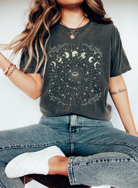 Celestial Moon Phases and Stars Comfort Colors Tshirt