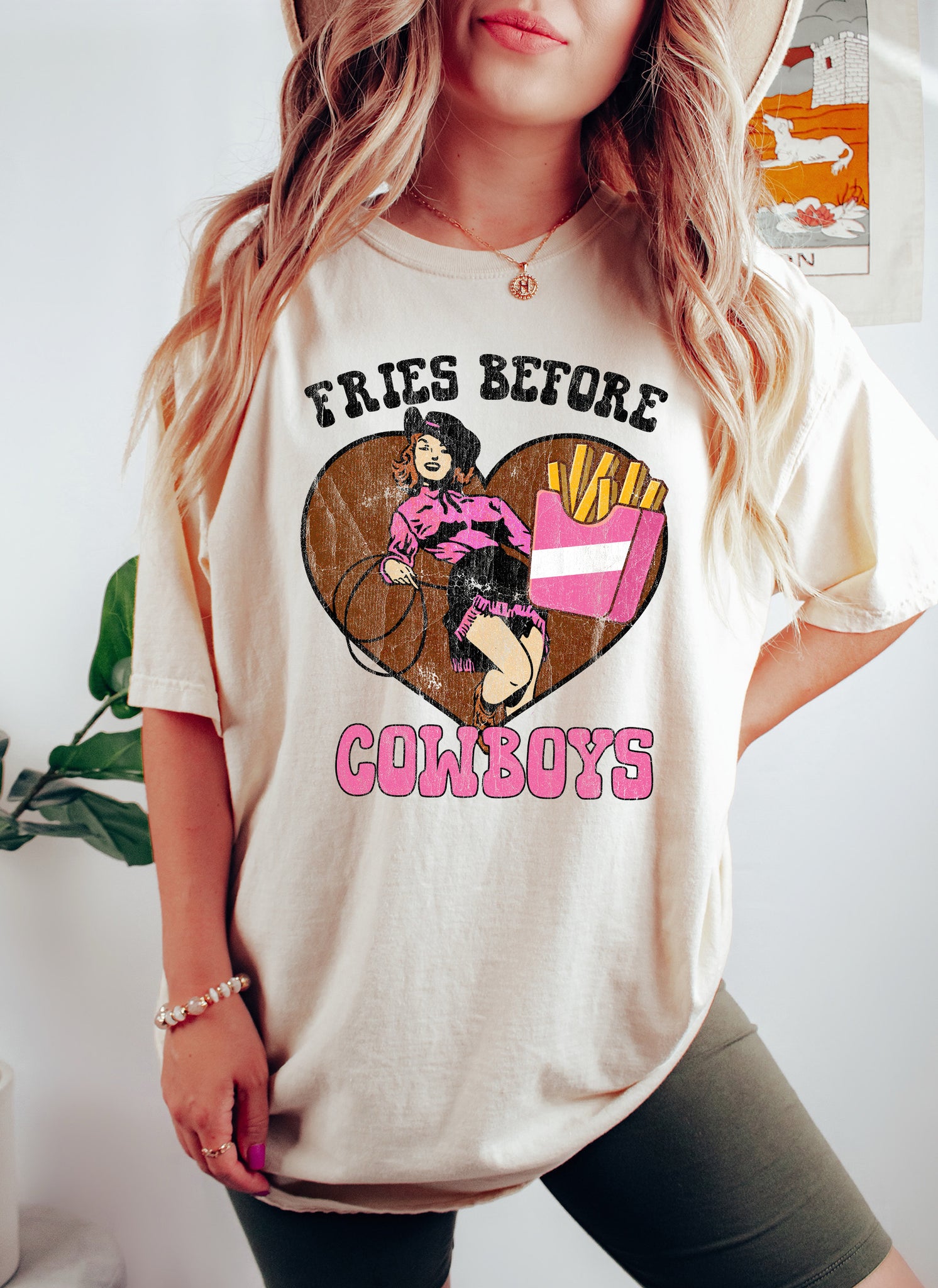 Fries Before Cowboys Vintage T-Shirt