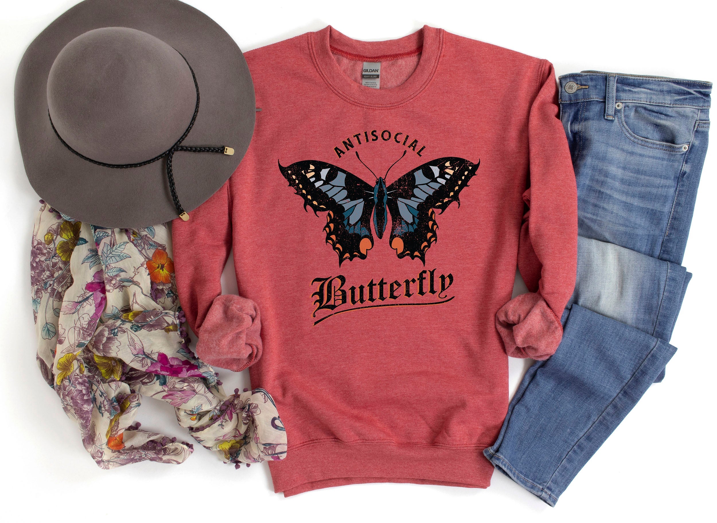 Anti social butterfly outlet sweatshirt