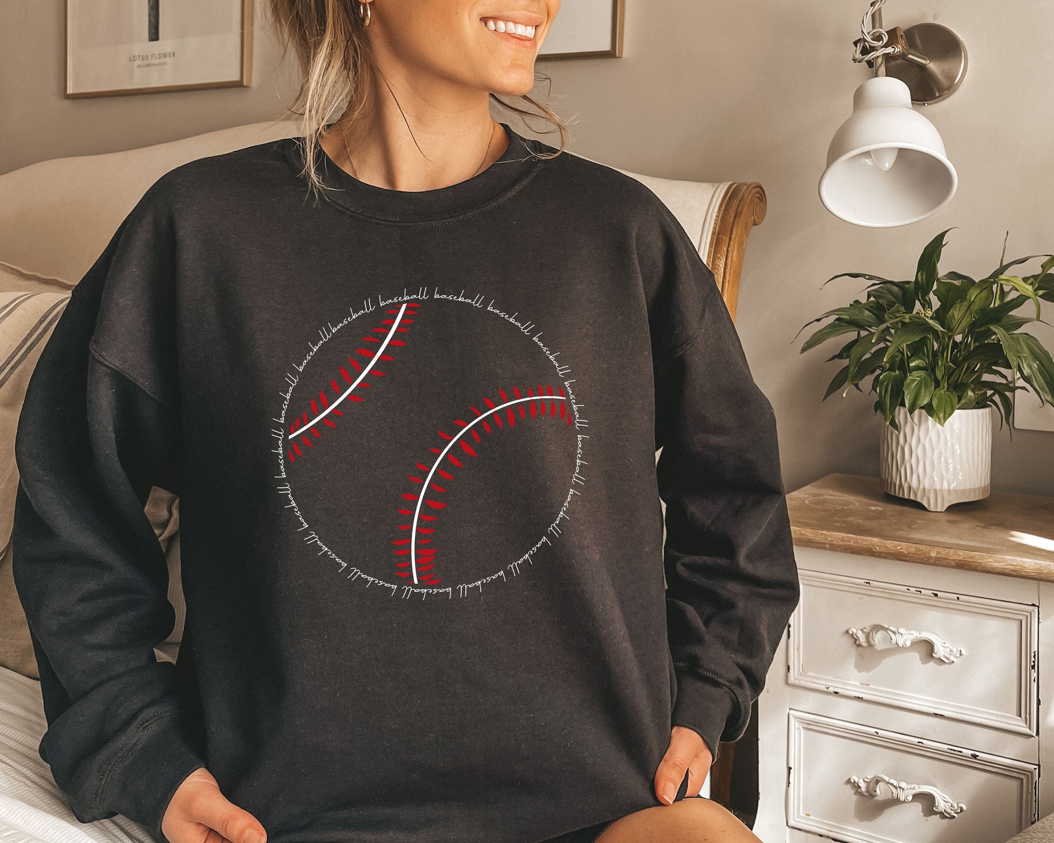 Chic Baseball Word Art WH Sweatshirt