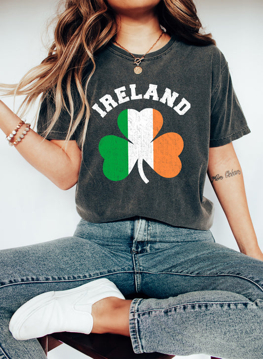 Ireland Flag Clover St Patrick's Day Comfort Colors Tshirt