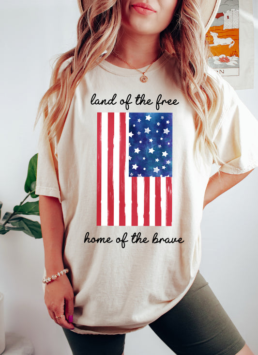 Land Of The Free Patriotic Comfort Colors Tshirt