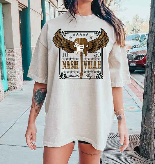 Nashville Music City 1950 Music Lover T-Shirt