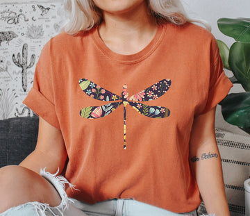 Floral Print Dragonfly Nv T-Shirt