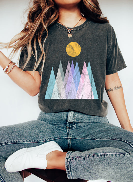 Abstract Pastel Mountains And The Sun Comfort Colors Tshirt