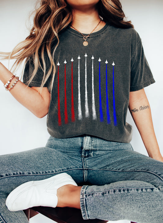 Fighter Jets Patriotic Comfort Colors Tshirt