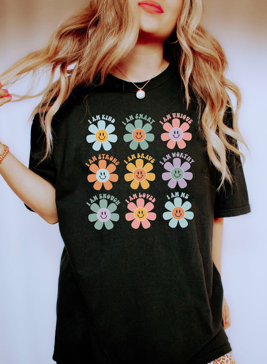 Positive Smiley Daisies Comfort Colors Tshirt