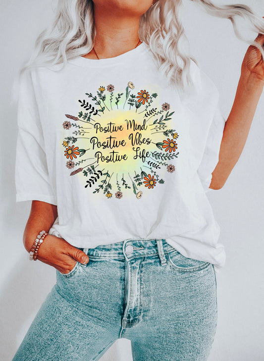 Positive Mind Positive Vibes Positive Life Comfort Colors Tshirt