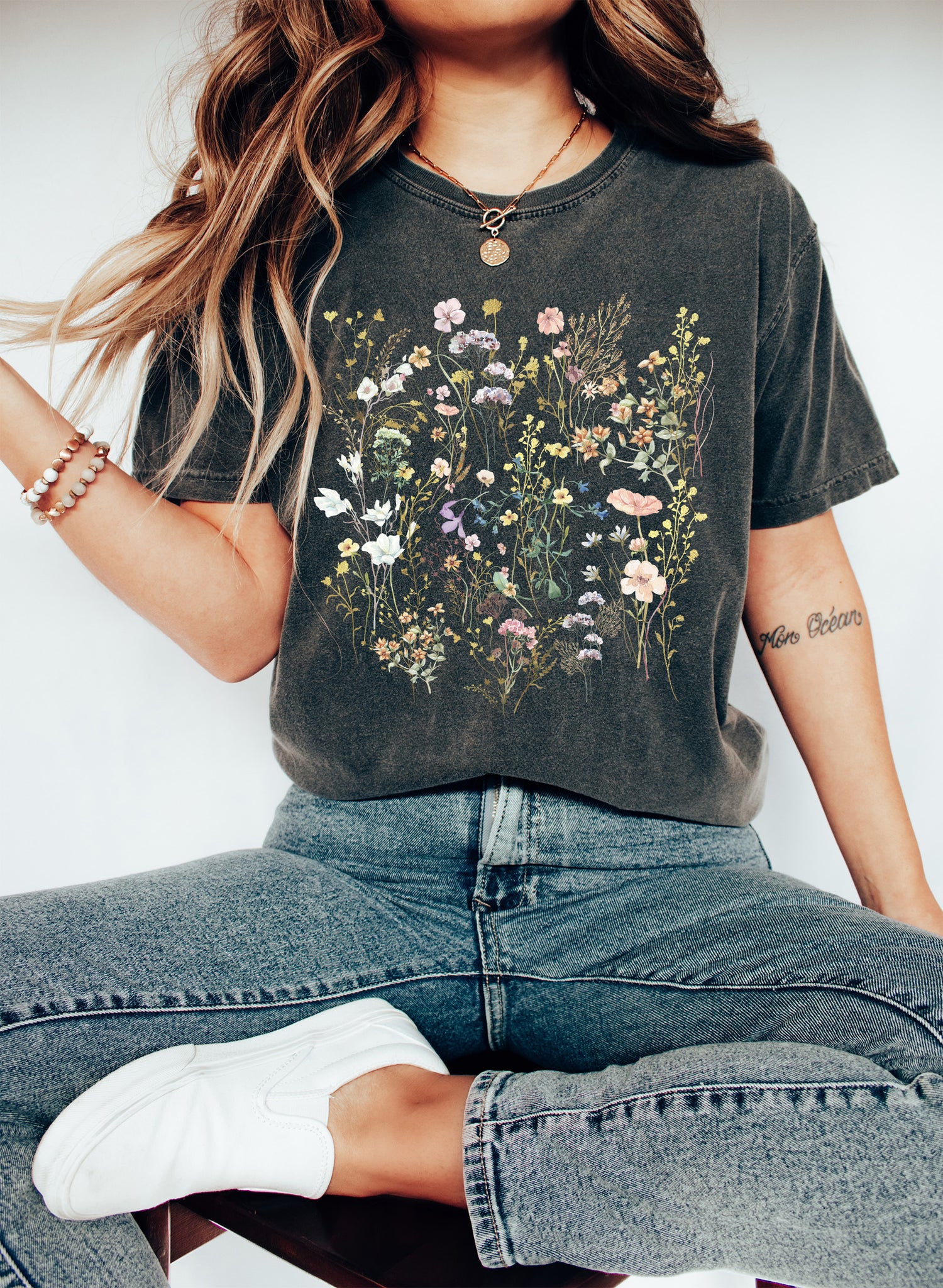 Boho Floral Vintage Wildflower Mix T-Shirt