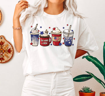 Red White And Brew Coffee Drink T-Shirt