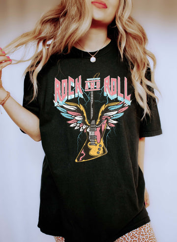 Rock & Roll Colorful Guitar T-Shirt