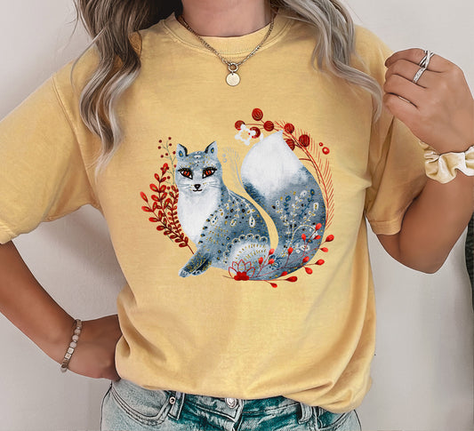 Scandinavian Folk Animal Fox Comfort Colors Tshirt