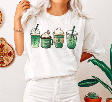 Lucky A Latte Coffee Drinks Clover T-Shirt