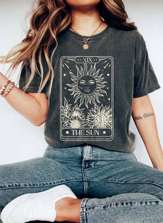 Sun Tarot Card Celestial Comfort Colors Tshirt