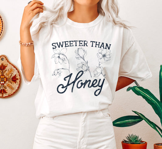 Sweeter Than Honey Floral Chic Comfort Colors Tshirt