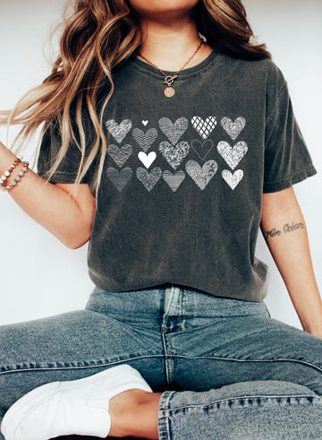 White Heart Doodles Valentine's Day T-Shirt