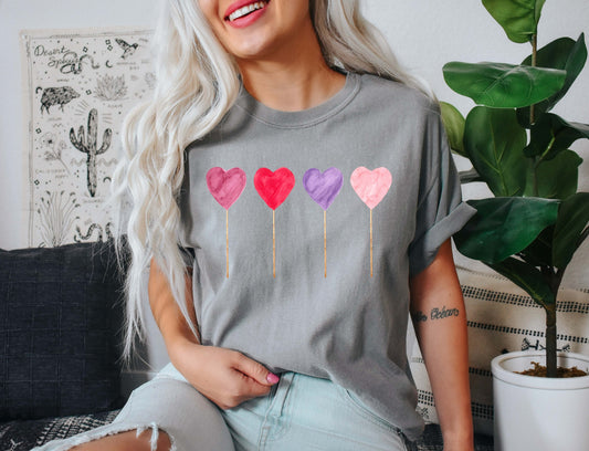 Lollipop Hearts Valentine's Day Comfort Colors Tshirt